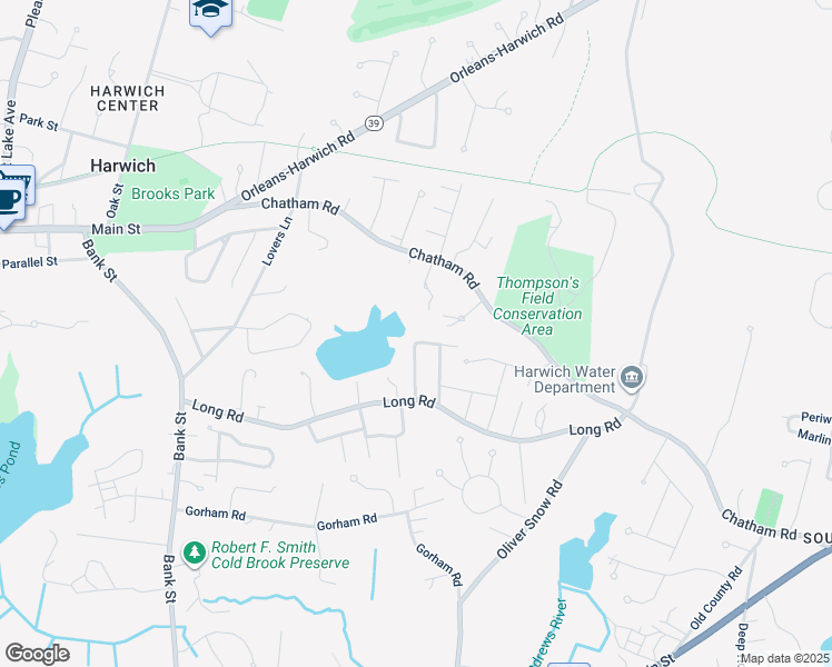 map of restaurants, bars, coffee shops, grocery stores, and more near 24 Skippers Drive in Harwich
