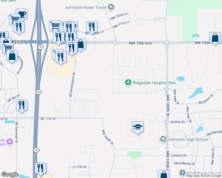 map of restaurants, bars, coffee shops, grocery stores, and more near Unnamed Road in Grimes