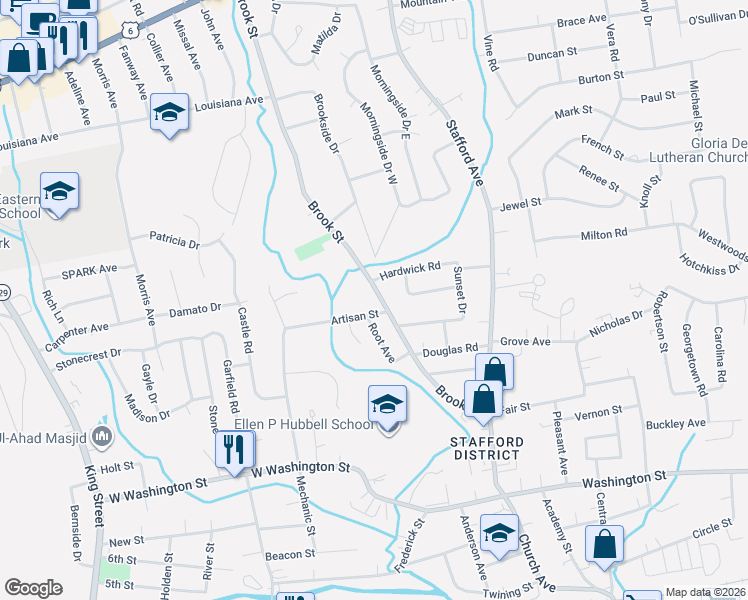 map of restaurants, bars, coffee shops, grocery stores, and more near 173 Brook Street in Bristol