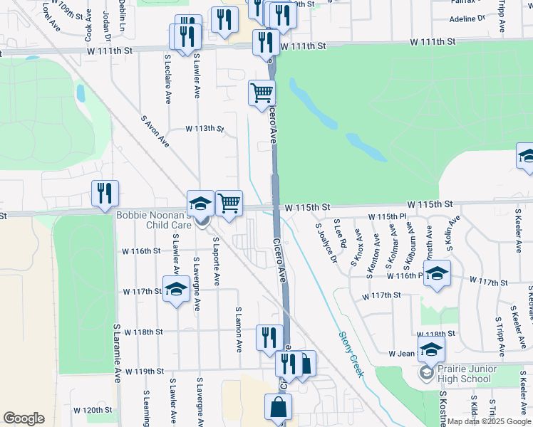 map of restaurants, bars, coffee shops, grocery stores, and more near in Alsip