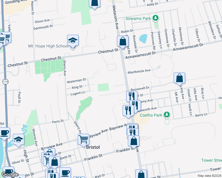 map of restaurants, bars, coffee shops, grocery stores, and more near 9 Francesca Lane in Bristol