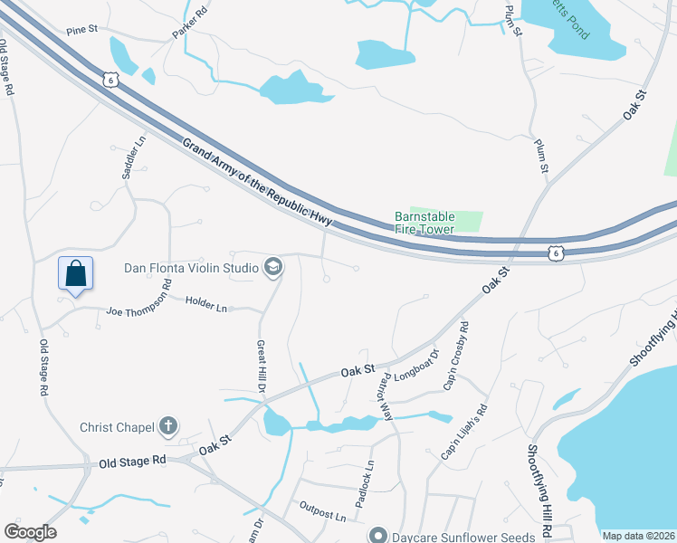 map of restaurants, bars, coffee shops, grocery stores, and more near 25 Minton Lane in Barnstable