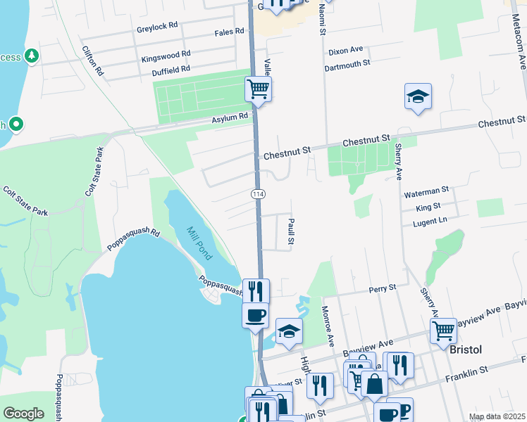 map of restaurants, bars, coffee shops, grocery stores, and more near 956 Hope Street in Bristol