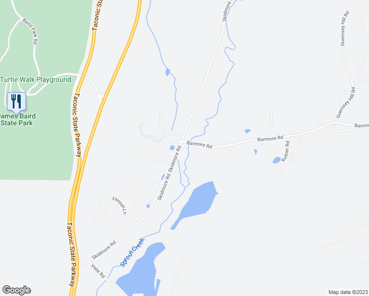 map of restaurants, bars, coffee shops, grocery stores, and more near 106 Skidmore Road in Lagrangeville