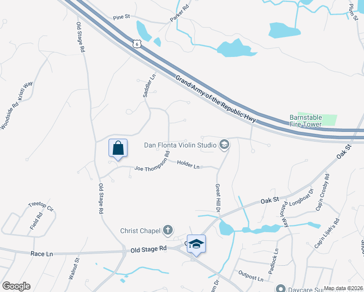 map of restaurants, bars, coffee shops, grocery stores, and more near 19 Appaloosa Way in Barnstable