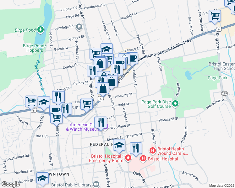map of restaurants, bars, coffee shops, grocery stores, and more near 25 Wooding Street in Bristol