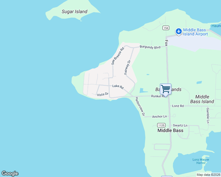 map of restaurants, bars, coffee shops, grocery stores, and more near 600 Lake Road in Middle Bass