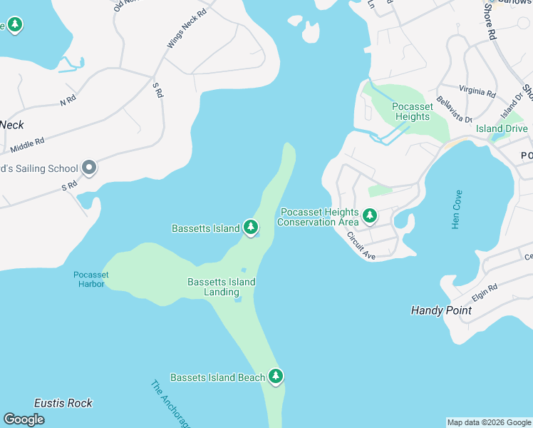 map of restaurants, bars, coffee shops, grocery stores, and more near 9 Bassetts Island in Bourne