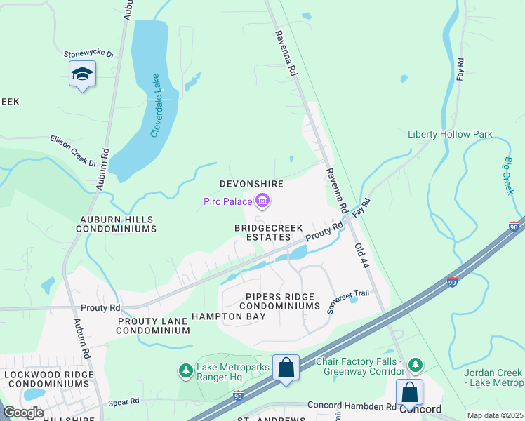map of restaurants, bars, coffee shops, grocery stores, and more near 6881 Bridgecreek in Painesville