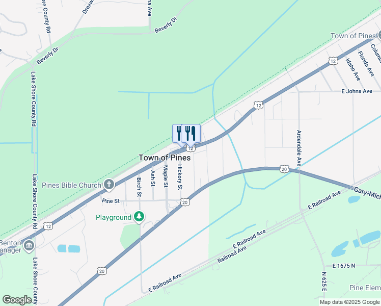 map of restaurants, bars, coffee shops, grocery stores, and more near 1501 Walnut Street in Town of Pines