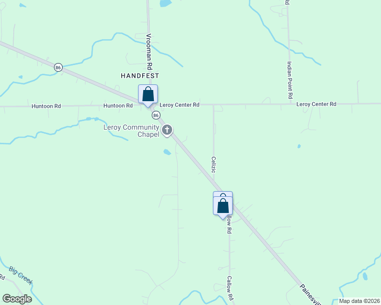 map of restaurants, bars, coffee shops, grocery stores, and more near 12940 Painesville Warren Road in Painesville