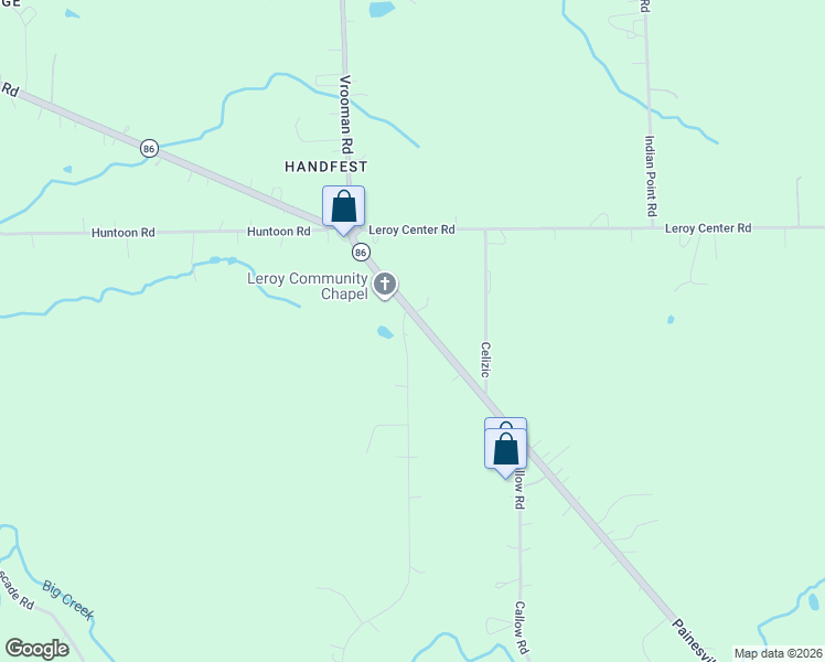 map of restaurants, bars, coffee shops, grocery stores, and more near 12940 Painesville Warren Road in Painesville