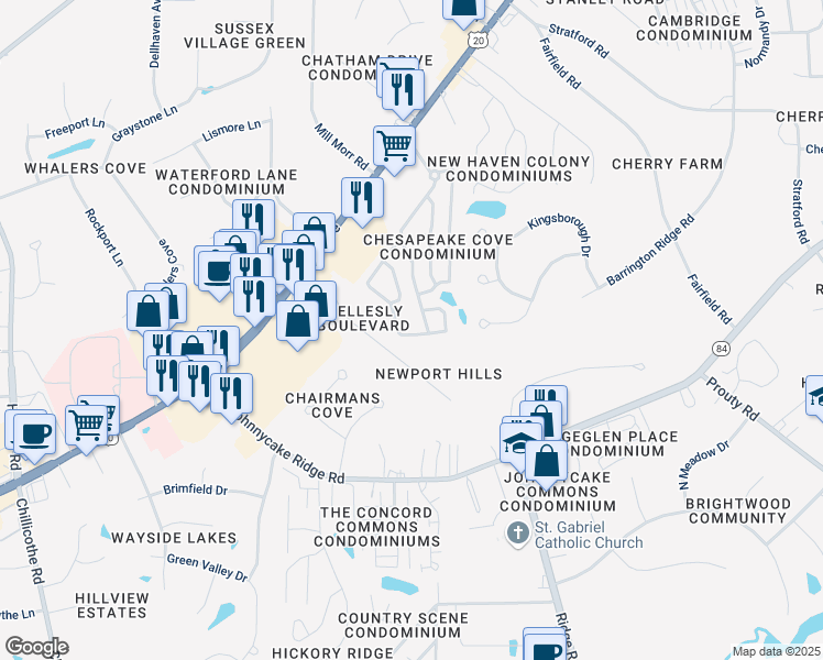 map of restaurants, bars, coffee shops, grocery stores, and more near 473 Scarborough Lane in Painesville