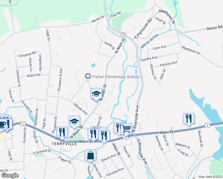 map of restaurants, bars, coffee shops, grocery stores, and more near 15 Diamond Street in Plymouth