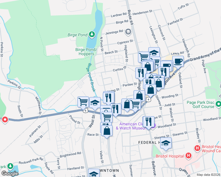 map of restaurants, bars, coffee shops, grocery stores, and more near 11 Ingraham Street in Bristol