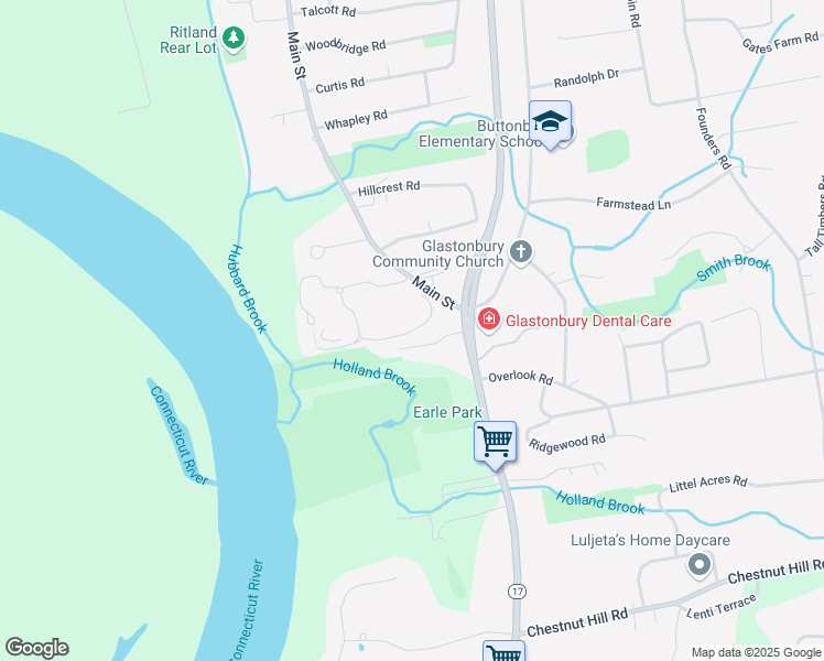 map of restaurants, bars, coffee shops, grocery stores, and more near 20 Hollister Way North in Glastonbury