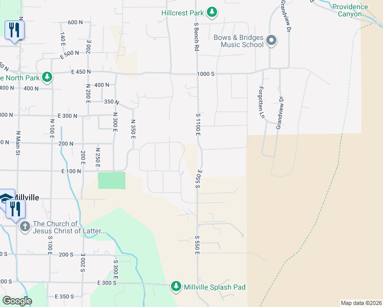 map of restaurants, bars, coffee shops, grocery stores, and more near 164 North 500 East in Providence