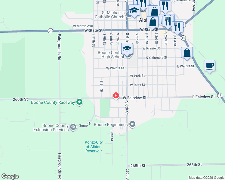 map of restaurants, bars, coffee shops, grocery stores, and more near 700-798 West Ruby Street in Albion