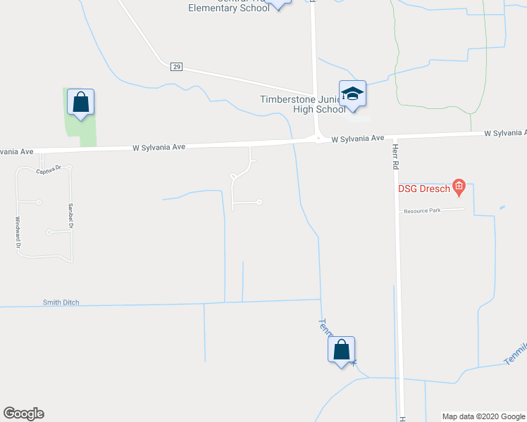 map of restaurants, bars, coffee shops, grocery stores, and more near 9243 Northpond Court in Sylvania