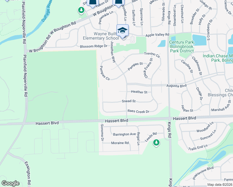 map of restaurants, bars, coffee shops, grocery stores, and more near 4 Heather Court in Bolingbrook
