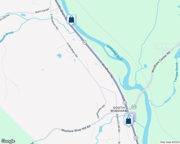 map of restaurants, bars, coffee shops, grocery stores, and more near 270 South Windham Road in Windham