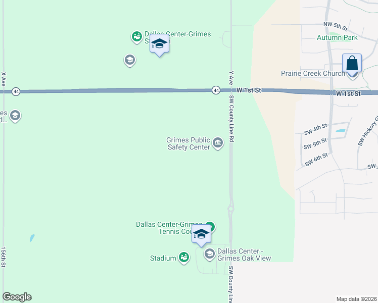 map of restaurants, bars, coffee shops, grocery stores, and more near 6779 Y Avenue in Grimes