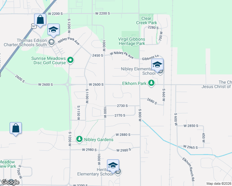 map of restaurants, bars, coffee shops, grocery stores, and more near 2627 South 900 West in Logan