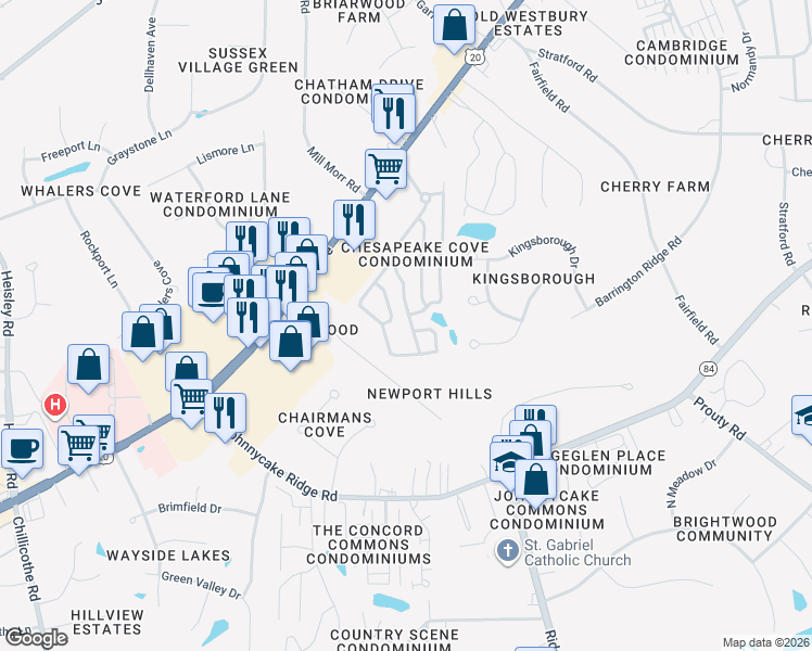 map of restaurants, bars, coffee shops, grocery stores, and more near 346 Chesapeake Cove in Painesville