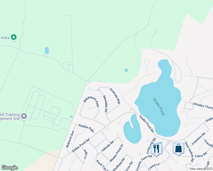 map of restaurants, bars, coffee shops, grocery stores, and more near 28 Emerald Way in Sandwich
