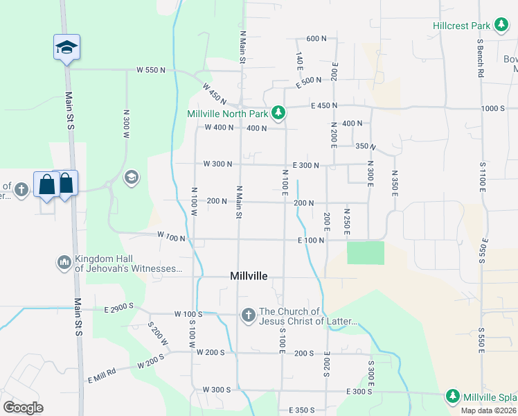 map of restaurants, bars, coffee shops, grocery stores, and more near 30 East 200 North in Millville