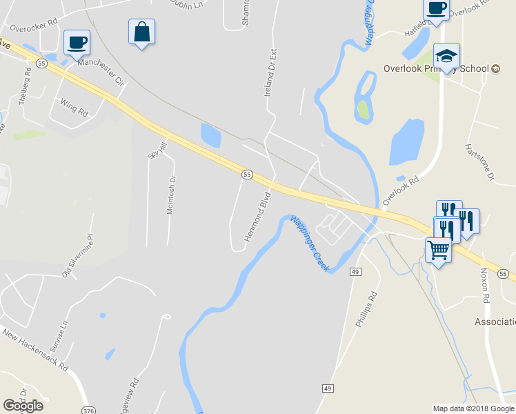 map of restaurants, bars, coffee shops, grocery stores, and more near 11 Henmond Boulevard in Poughkeepsie