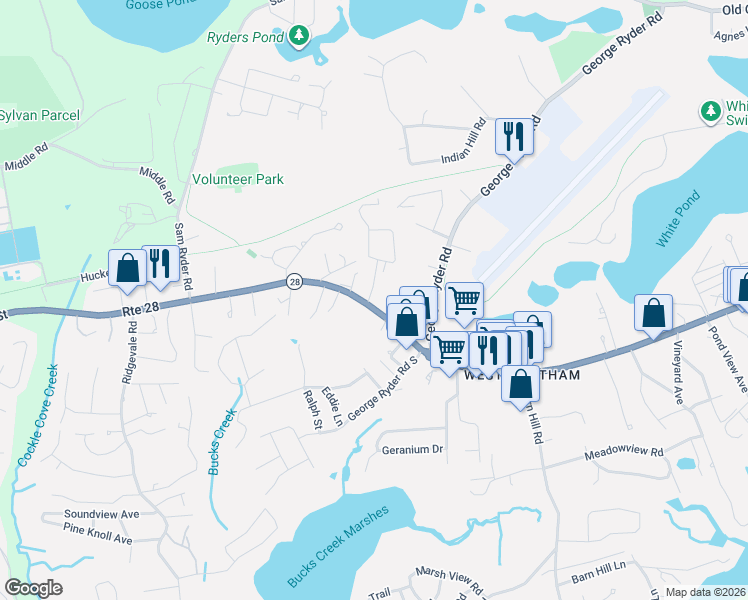 map of restaurants, bars, coffee shops, grocery stores, and more near 1762 Main Street in Chatham