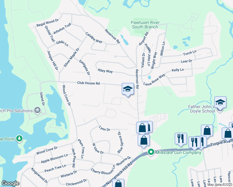 map of restaurants, bars, coffee shops, grocery stores, and more near 40 Reservoir Road in Coventry
