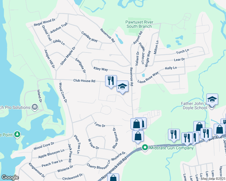map of restaurants, bars, coffee shops, grocery stores, and more near 40 Reservoir Road in Coventry