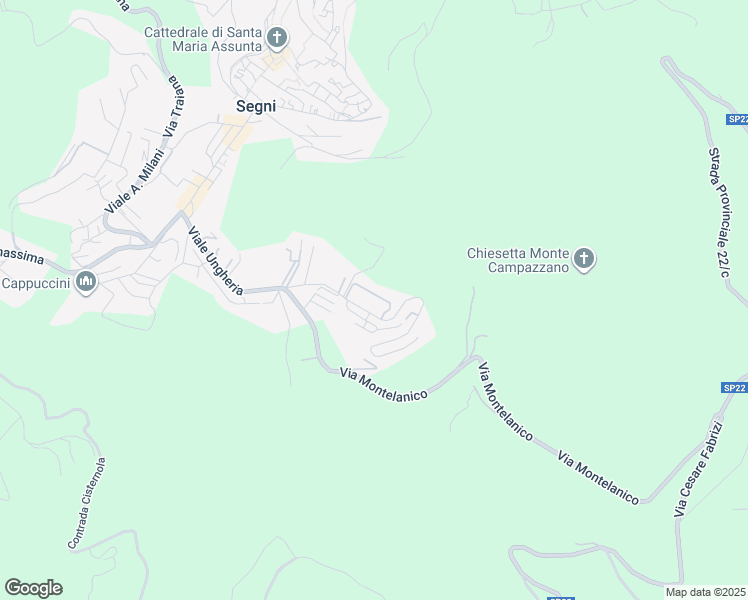 map of restaurants, bars, coffee shops, grocery stores, and more near 51 Via delle Mele in Segni