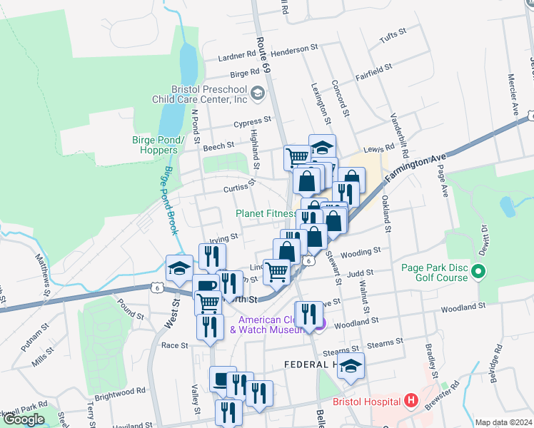 map of restaurants, bars, coffee shops, grocery stores, and more near 18 Pardee Street in Bristol
