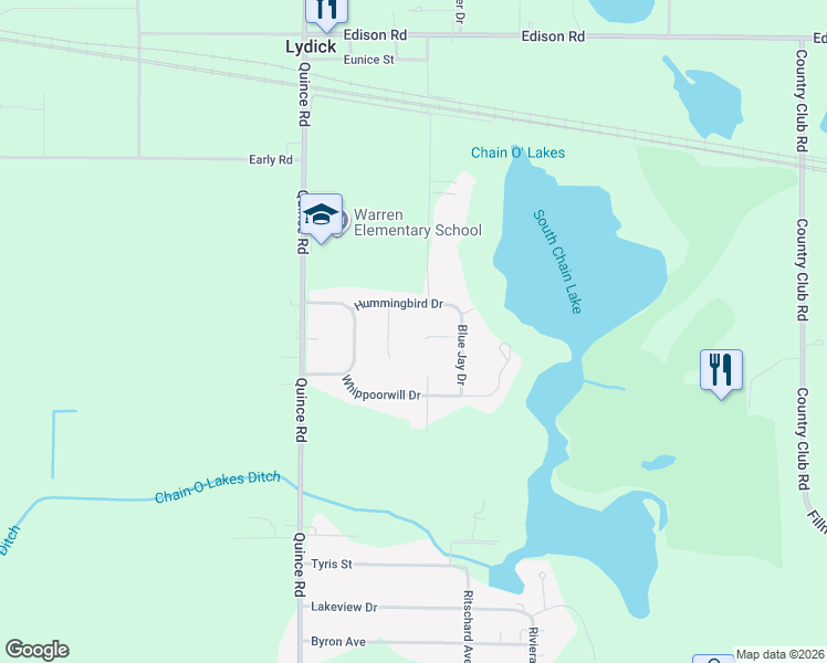map of restaurants, bars, coffee shops, grocery stores, and more near 26267 Swallow Court in South Bend