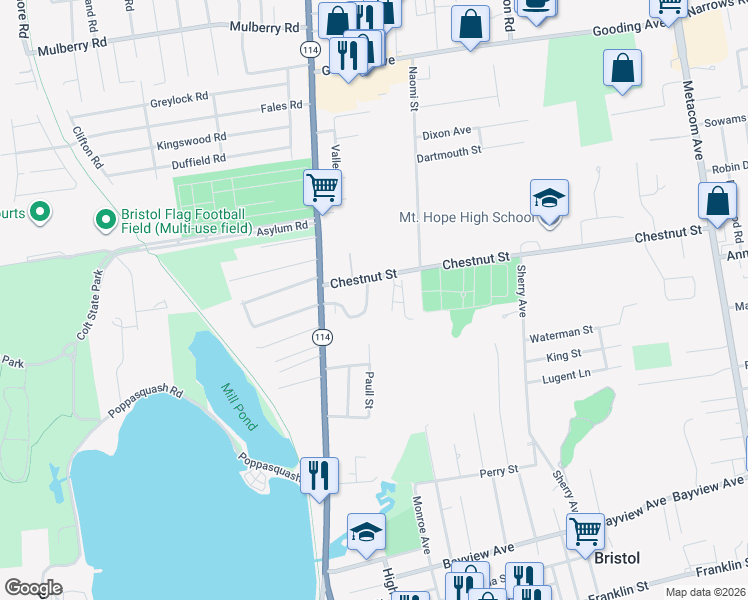 map of restaurants, bars, coffee shops, grocery stores, and more near 1014 Hope Street in Bristol