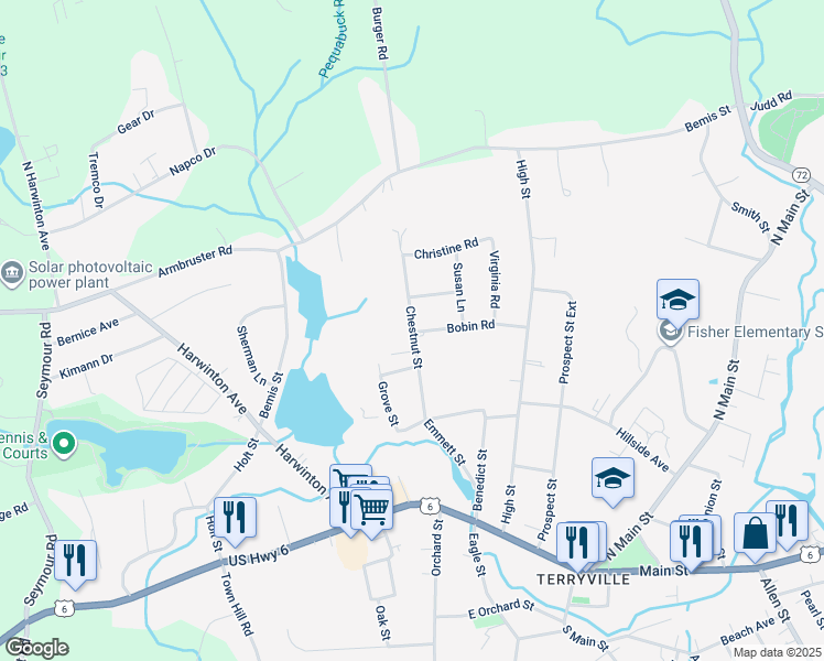 map of restaurants, bars, coffee shops, grocery stores, and more near 30 Chestnut Street in Plymouth