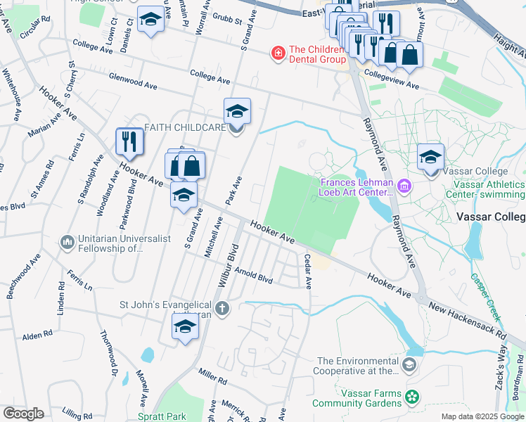 map of restaurants, bars, coffee shops, grocery stores, and more near 308 Hooker Avenue in Arlington
