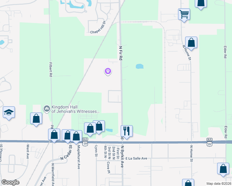 map of restaurants, bars, coffee shops, grocery stores, and more near 2705 Spicer Lane in Mishawaka