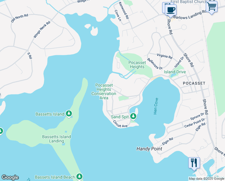 map of restaurants, bars, coffee shops, grocery stores, and more near 5 Hope Avenue in Bourne