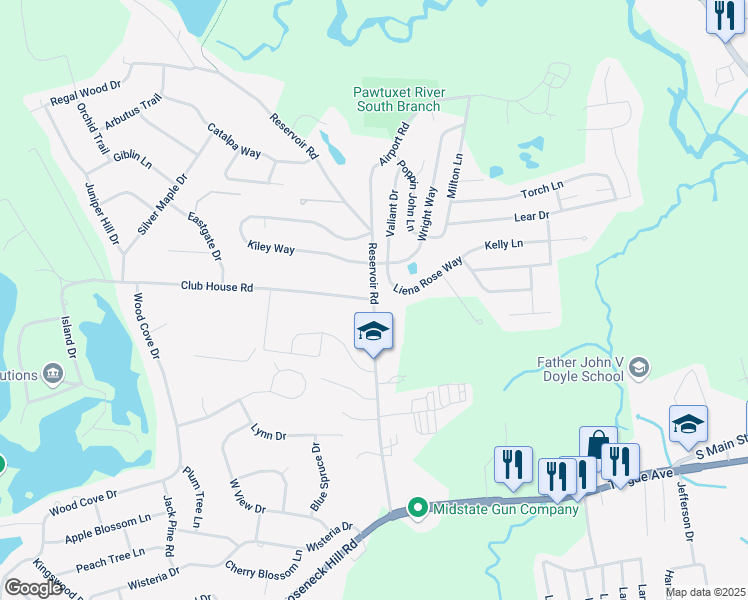 map of restaurants, bars, coffee shops, grocery stores, and more near 2 Club House Road in Coventry
