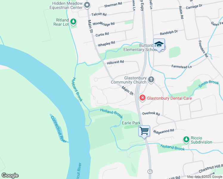map of restaurants, bars, coffee shops, grocery stores, and more near 81 Hollister Way North in Glastonbury