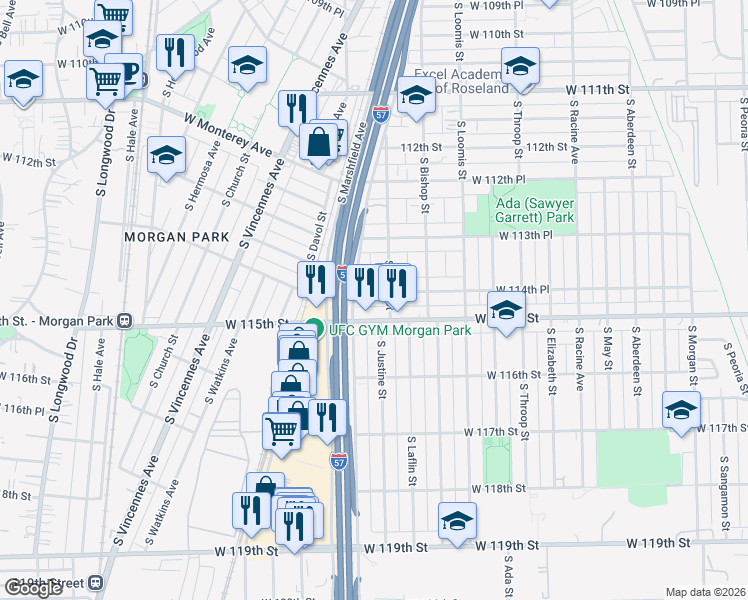 map of restaurants, bars, coffee shops, grocery stores, and more near in Chicago