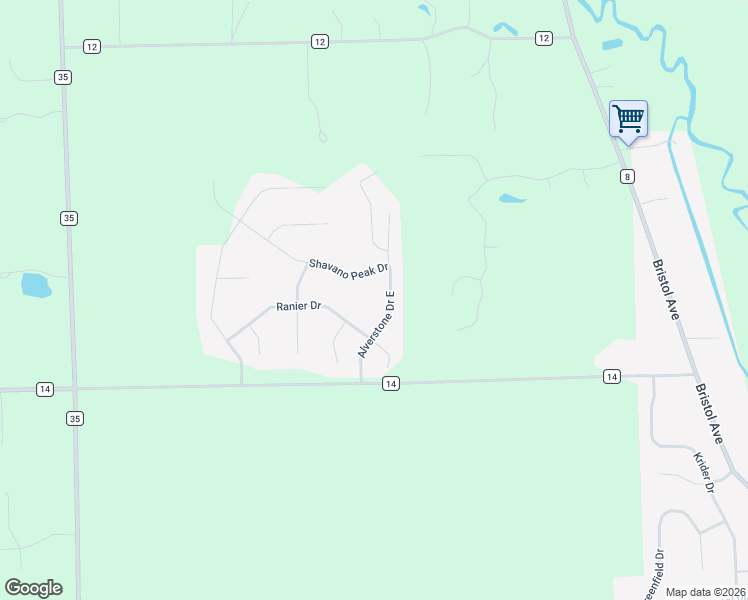 map of restaurants, bars, coffee shops, grocery stores, and more near 55799 Alverstone Drive East in Middlebury