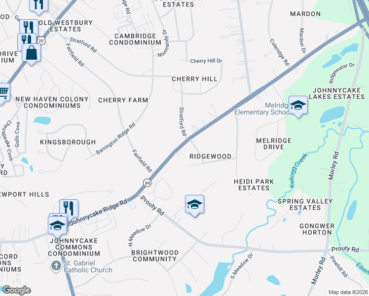 map of restaurants, bars, coffee shops, grocery stores, and more near 10194 Ridge Road in Painesville