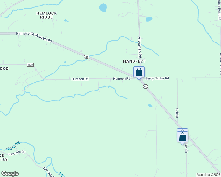 map of restaurants, bars, coffee shops, grocery stores, and more near 12772 County Highway 208 in Painesville