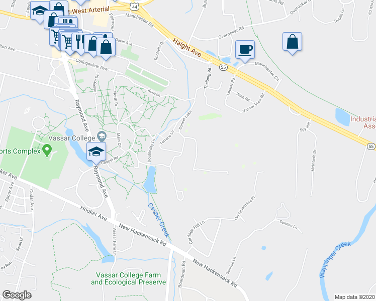 map of restaurants, bars, coffee shops, grocery stores, and more near 10 Road in Poughkeepsie
