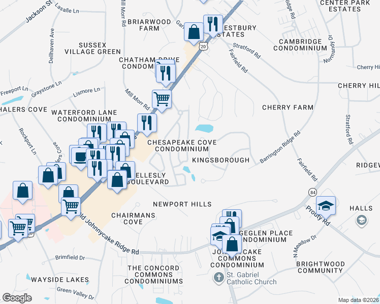 map of restaurants, bars, coffee shops, grocery stores, and more near 127 Hampshire Cove in Painesville